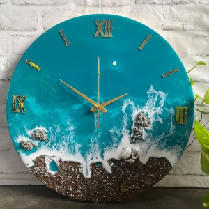 Handmade Resin Wall Clock with Roman Numerals Wall Clock with Gold Finish, Silent Quartz Movement, Modern Decorative Wall Clock for Living Room, Bedroom, Home & Office Decor