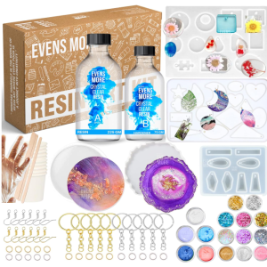 EVENS MORE Diy Resin Art Kit With 300 Gm Resin And Coaster Earring Keychain Coaster Macking Kit With Pigment Glitter Mica, Blue