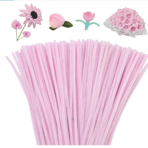 Pipe Cleaners Craft, Pipe Cleaners Chenille Stem Fuzzy Sticks Craft Supplies for flowers making, Home DIY (Light Pink, 200pc)