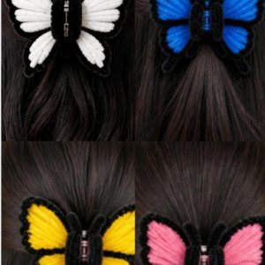 Four different color butterfly hair accessories
