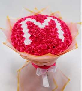 Customized alphabet bouquet | ribbon rose bouquet