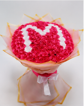 Customized alphabet bouquet | ribbon rose bouquet